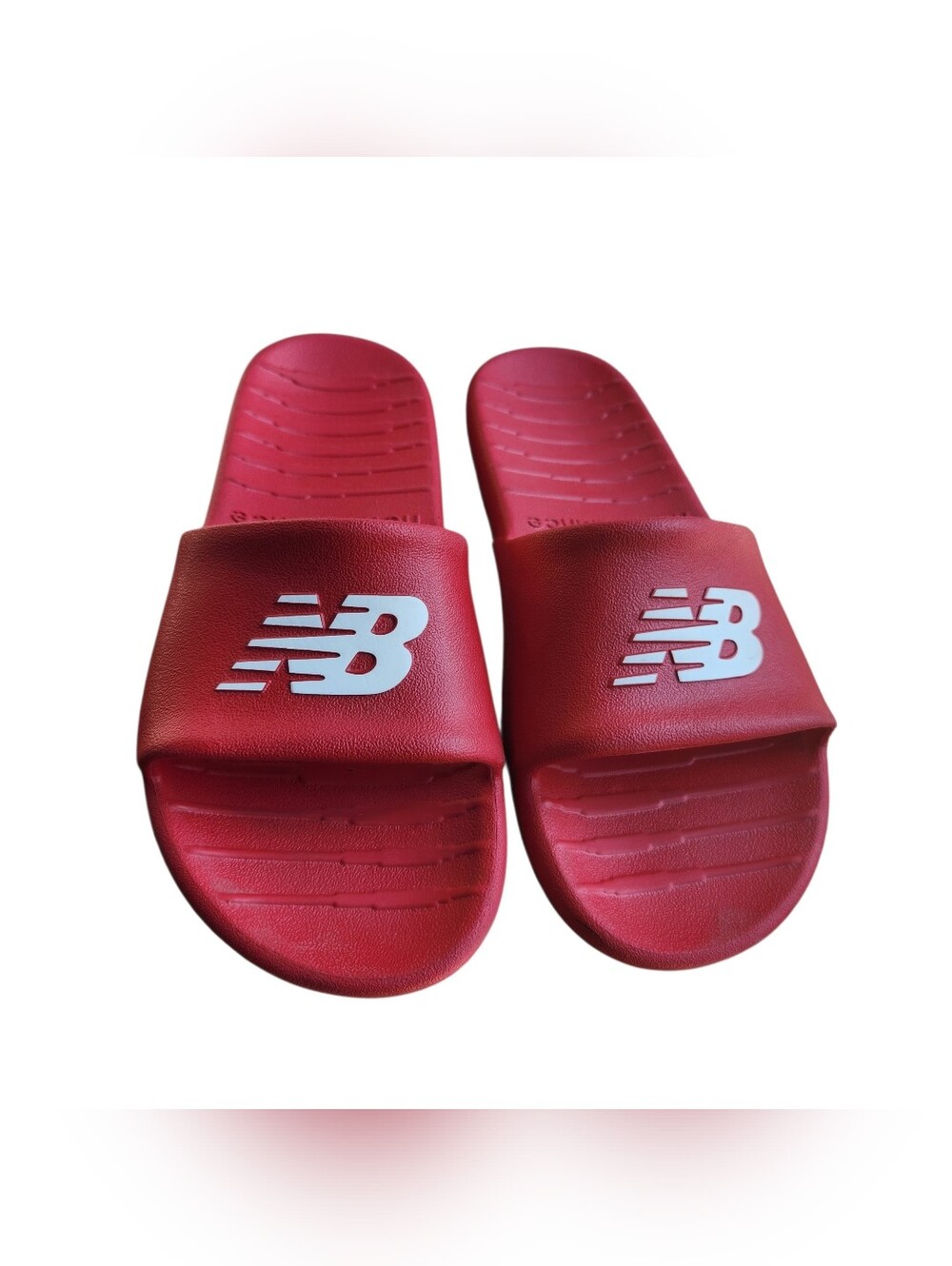 New Balance Red Slide Sandals with White Logo